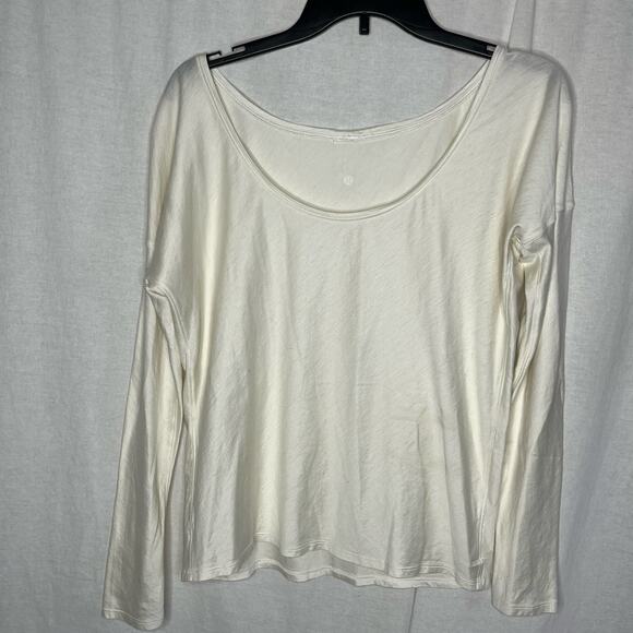 Lululemon Boat Neck Cream Color Oversize Loose Fit Long Sleeve T Shirt Medium - Picture 2 of 6